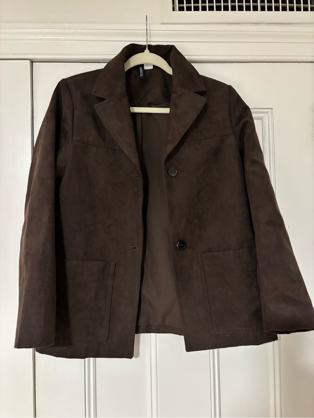 Brown Vegan Suede Blazer in XS